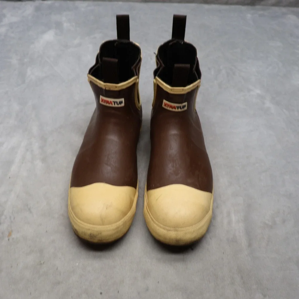 XTRATUF Mens 10 Rain Boots Brown Legacy Ankle Deck Waterproof Fishing Outdoor